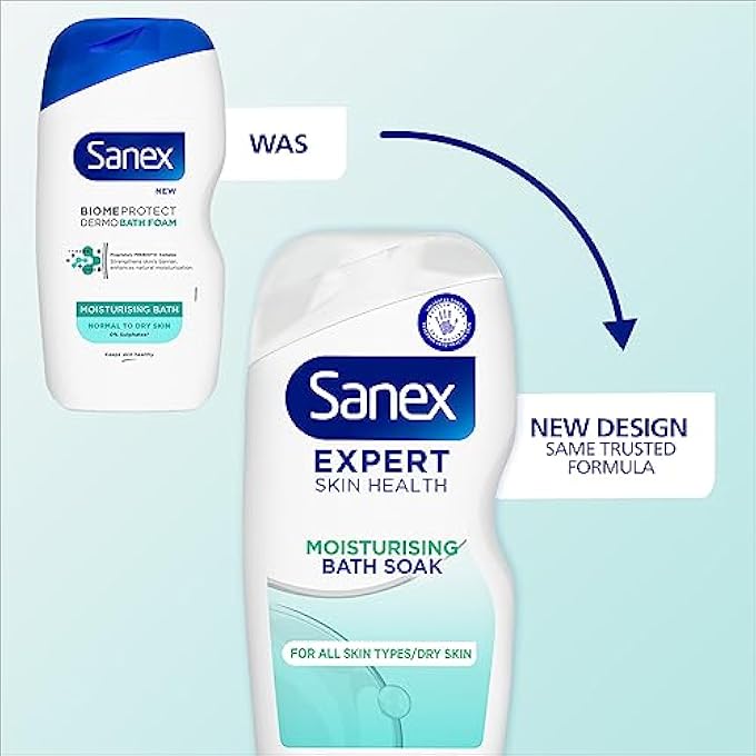 سانيكس Sanex Expert Skin Health Moisturising Bath Soak 450 مل عبوة 6 مل - نقع للاستحمام للرجال والنساء - رغوة الاستحمام - تركيبة بريبيوتيك متقدمة - بشرة ناعمة ومرطبة - تدعم البكتيريا الجيدة للبشرة - Image 2